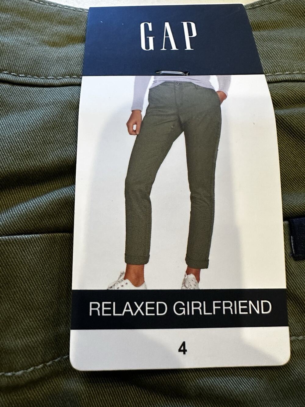 New GAP Women's Pants Size 4 Relaxed Girlfriend Cuffed Ankle Pants Green